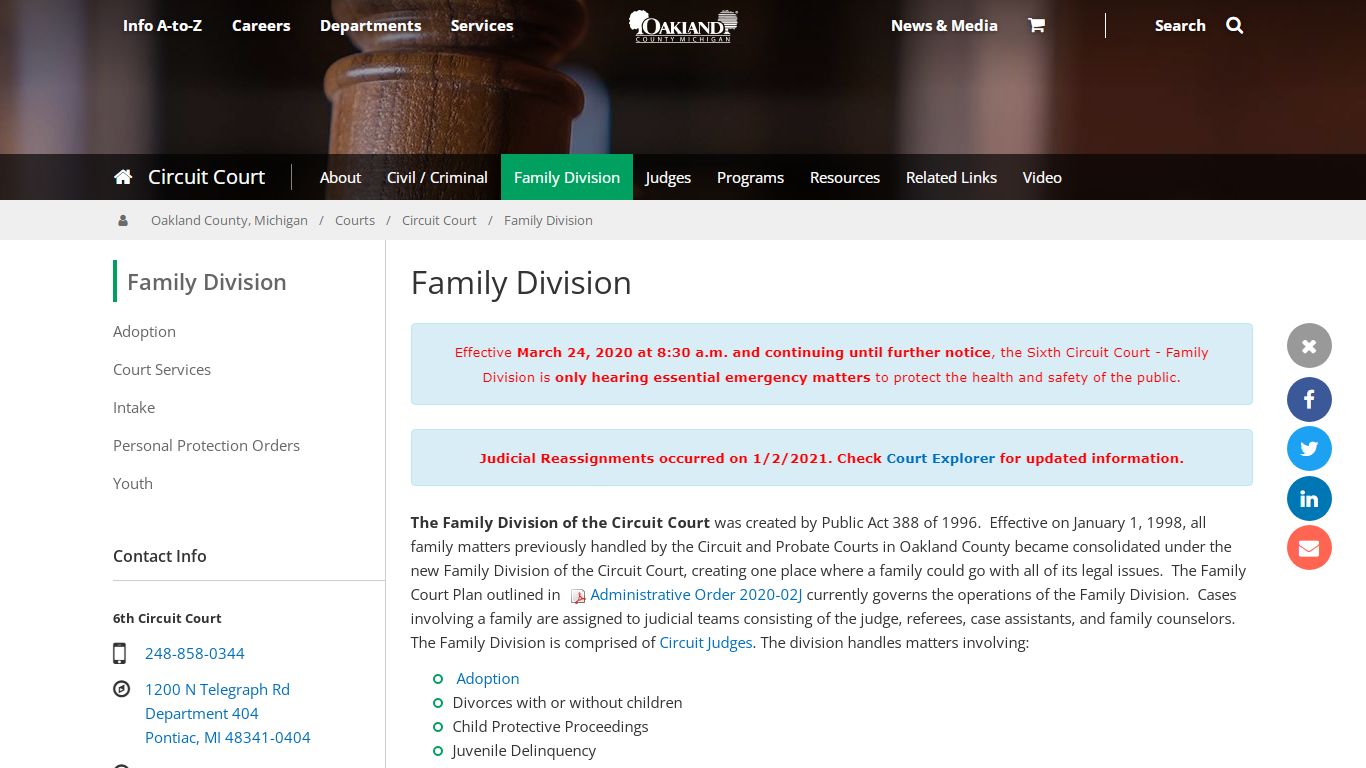 Family Division | Family Division - Oakgov